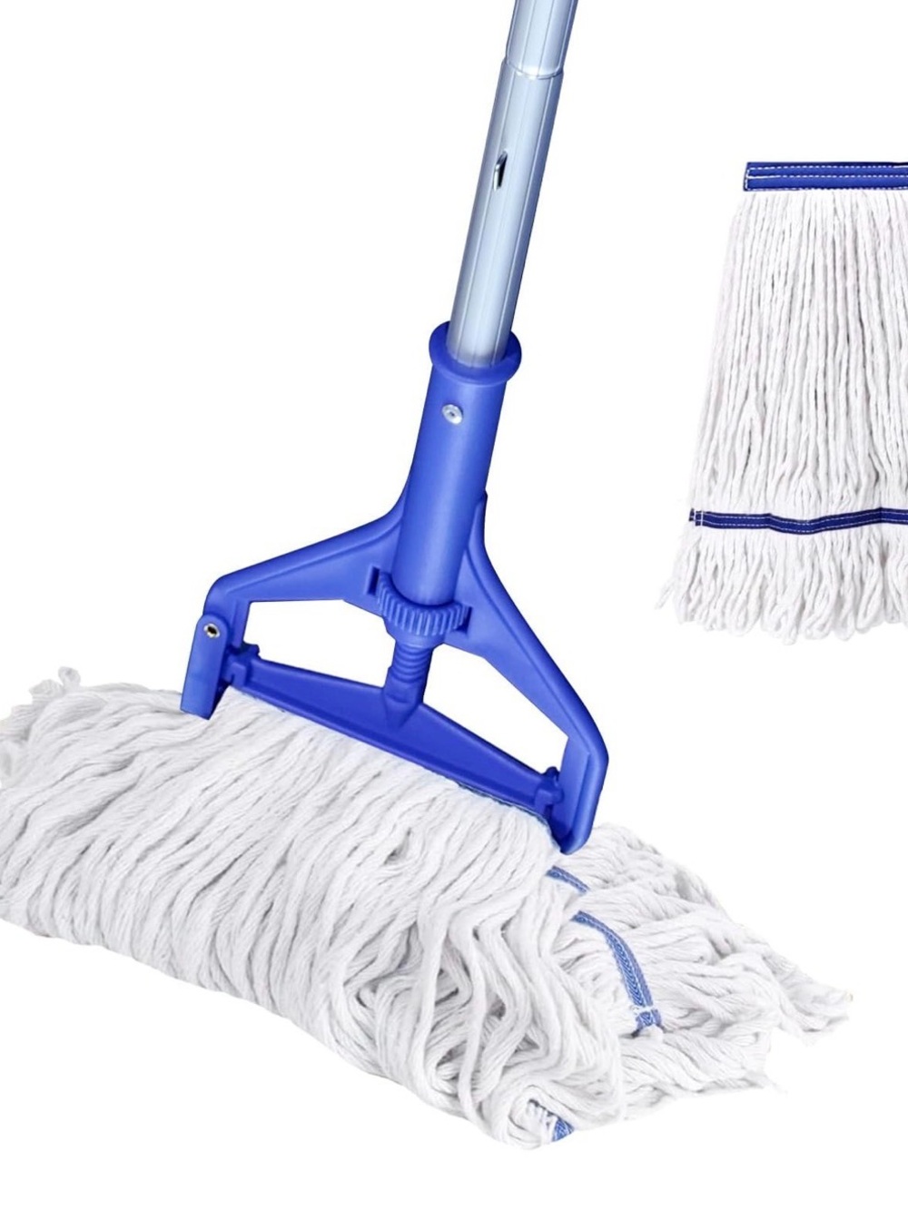 Blue Handle White Cotton Mop